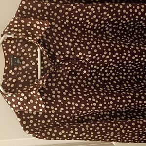 Halogen Chocolate Brown Blouse with Cream Polka Dots